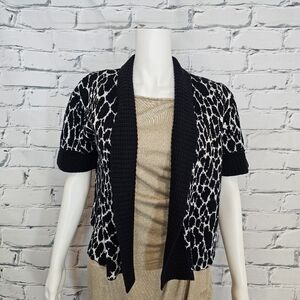 St. John Animal Print Short Sleeve Cardigan